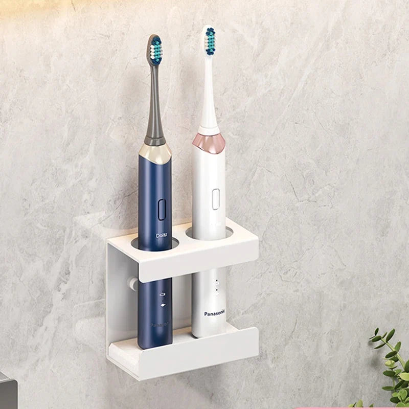 Aluminum Wall-Mount Toothbrush Holder, White, 2-4 Slots - 2 Slots White