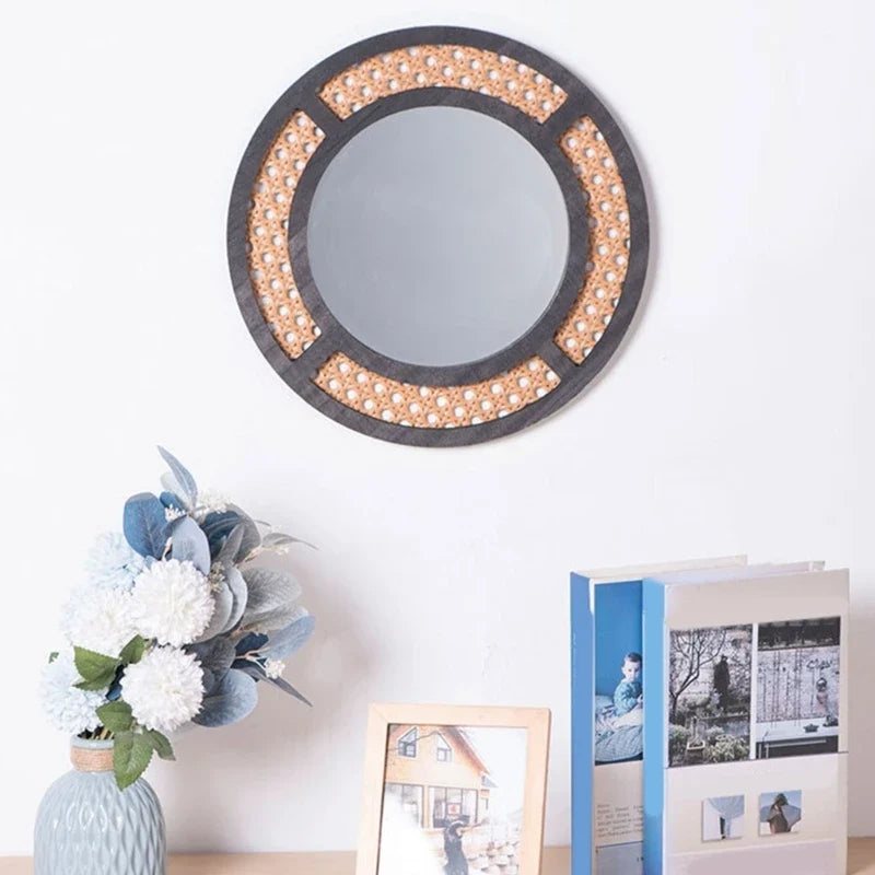 Round mirror in rattan for interior bohemian decoration - view 4