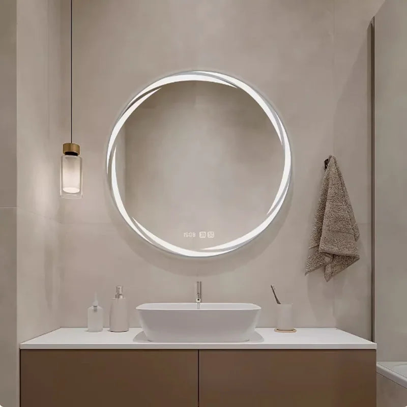 Circular mirror creative illuminated for modern decoration