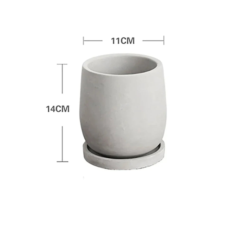 Creative Nordic simple Flowerpot Concrete Silicone Mold green plant Gardening Cement    round flowerpot  silicone mold - Light Grey