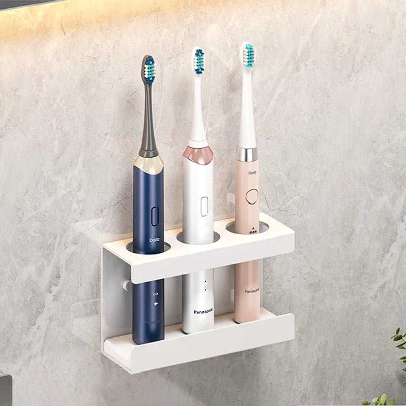 Aluminum Wall-Mount Toothbrush Holder, Matte Black, 2-4 Slots - 3 Slots White