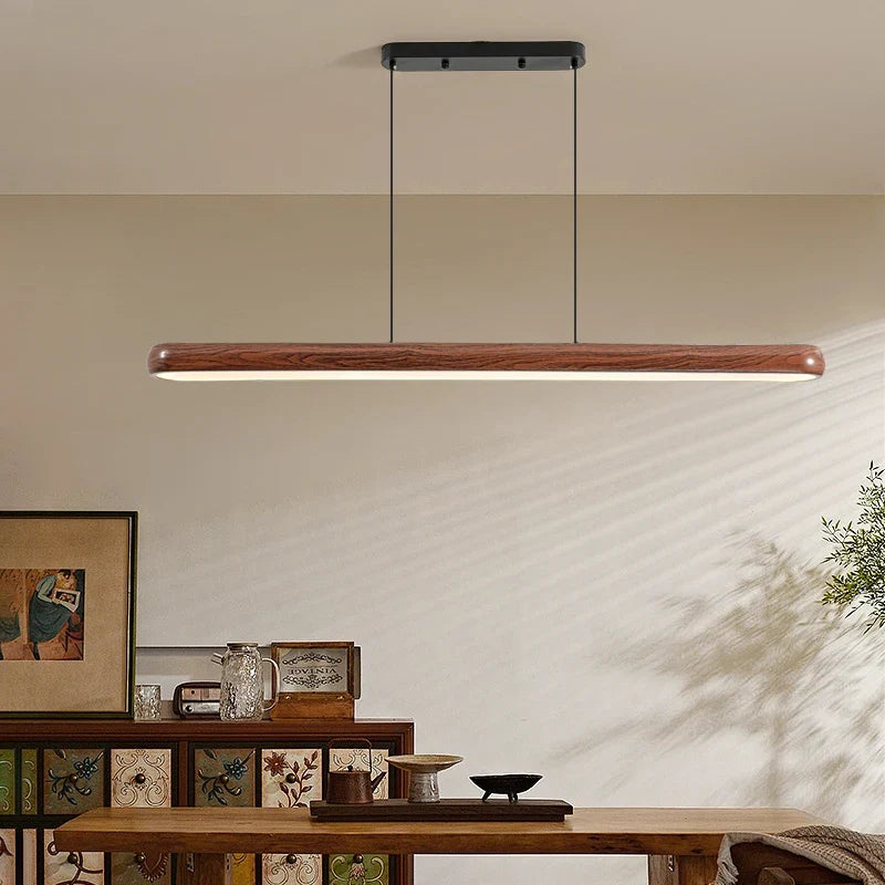 Minimalist Aisle Lights, Long Strips Creative Nordic Restaurant Lights Simple Walnut Color Porch Balcony Ceiling Lamps - view 3
