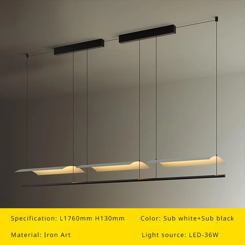 Modern minimalist chandelier design for interior and decoration - L1760mm H130mm / Warm Light