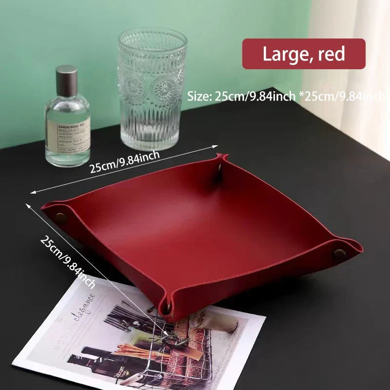 Leather Key and Cosmetic Storage Box, Medium or Large - Large Red