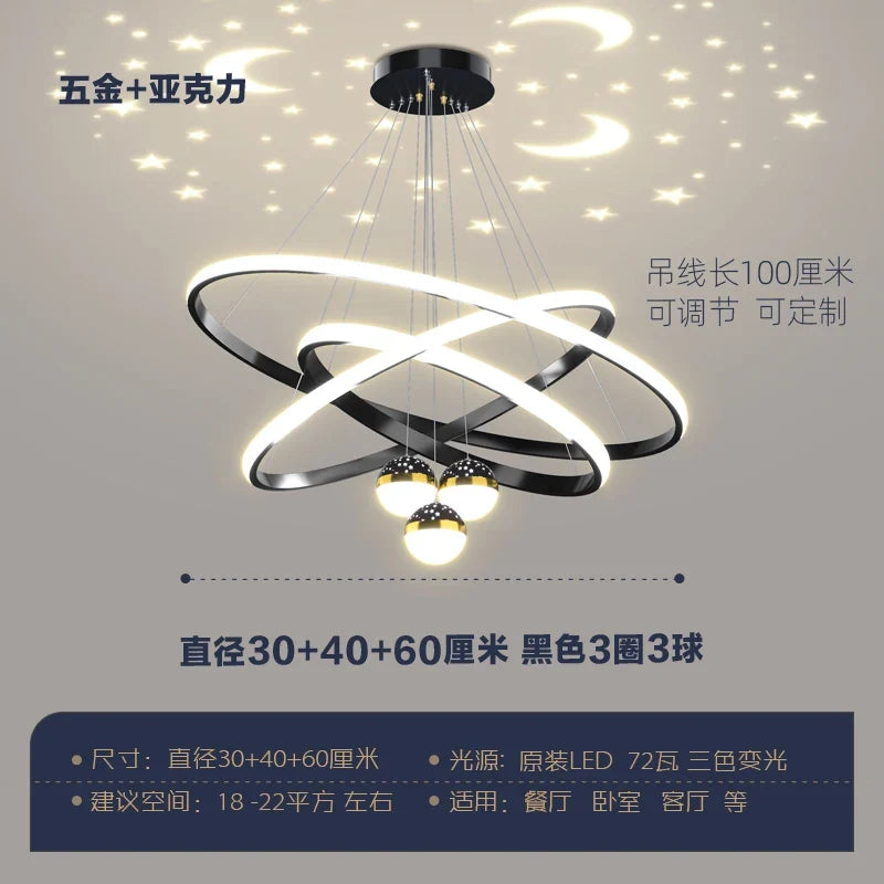 Star LED pendant light for interior decorative lighting - 30.40.60CM / Golden Lamp Body / Gradation tricolore