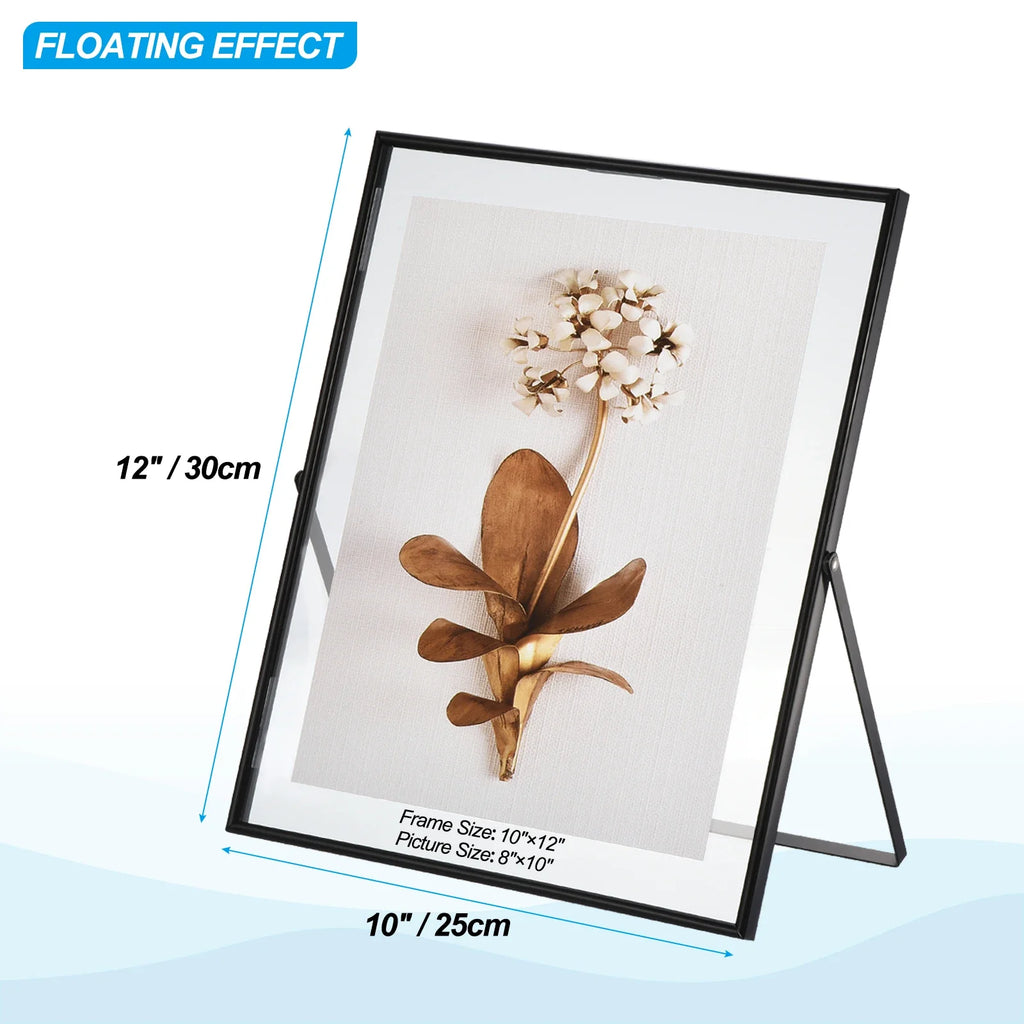 Set of 2 metal and glass photo frames for decoration - 12x10 Inches Black