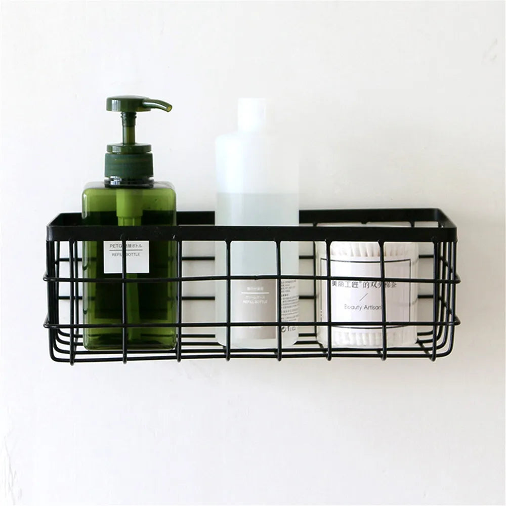 Metal Storage Basket, Black and White, Office Desktop, Cosmetic Sorting Baskets, Kitchen Seasoning Jar Organizer, Iron Box - view 4
