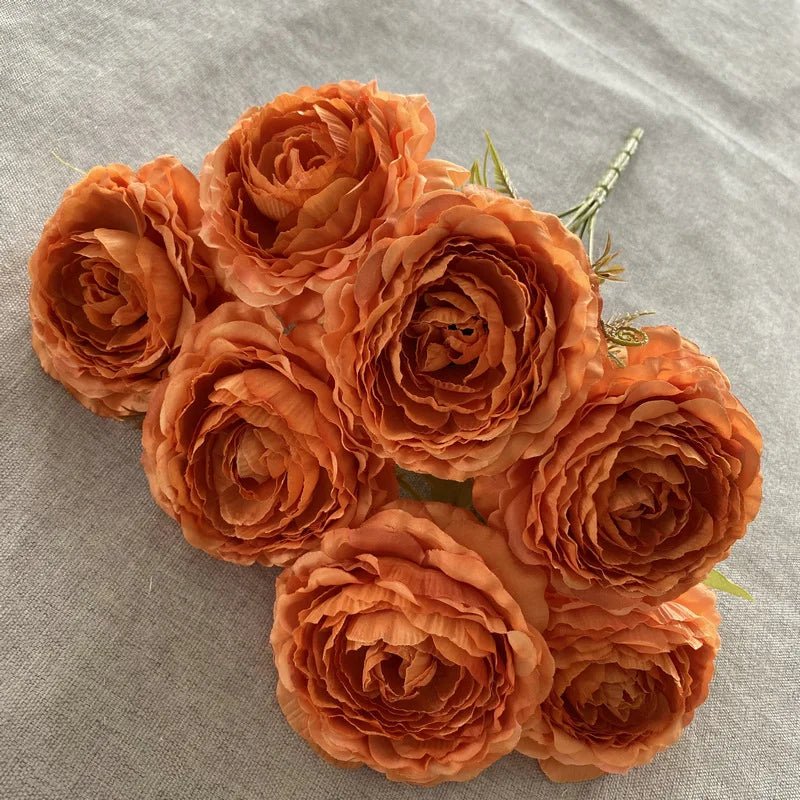 Artificial silk peonies bouquet for floral decoration - Caramel Color