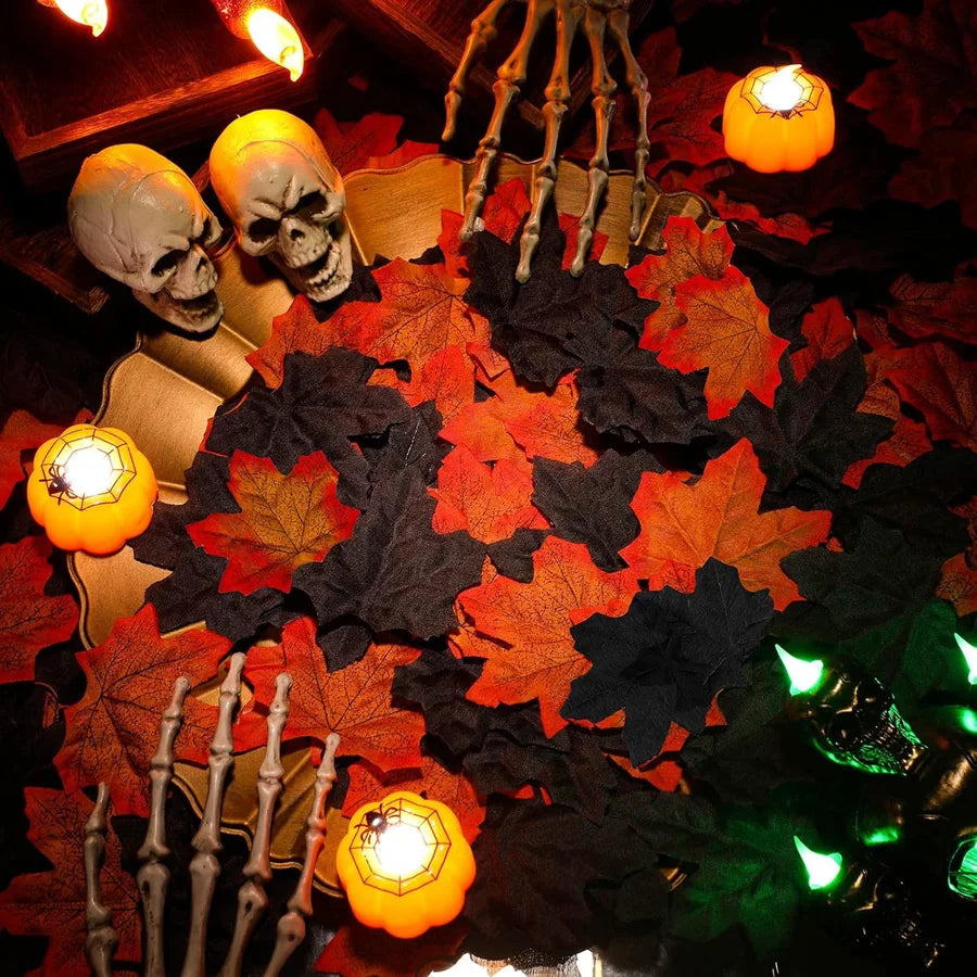50 artificial maple leaves for autumn decorations - view 3