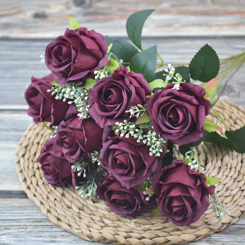 Bouquet of artificial peonies for elegant and modern decoration - Red Wine