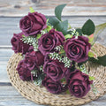 Bouquet of artificial peonies for elegant and modern decoration - Red Wine