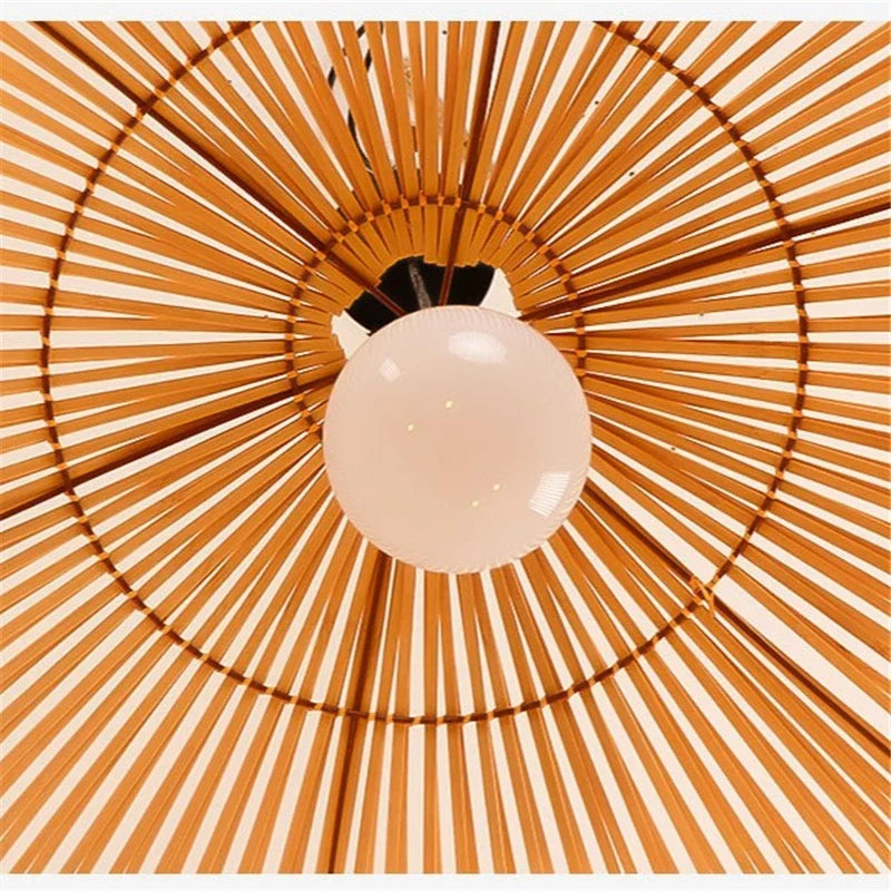 Vintage pendant light in Chinese style bamboo hand made for interior decoration - view 5