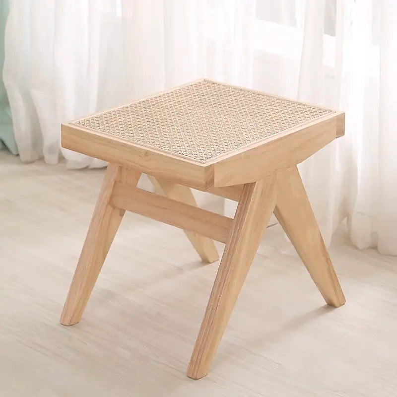 True Nordic style rattan stool for changing shoes - view 3