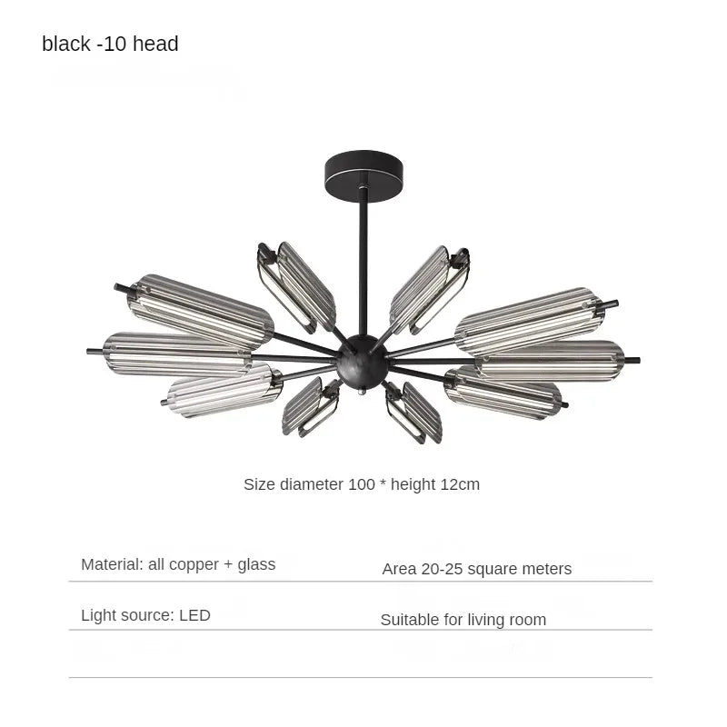 Creative copper pendant light for high-end lighting - Black-100cm / 3 modifiables