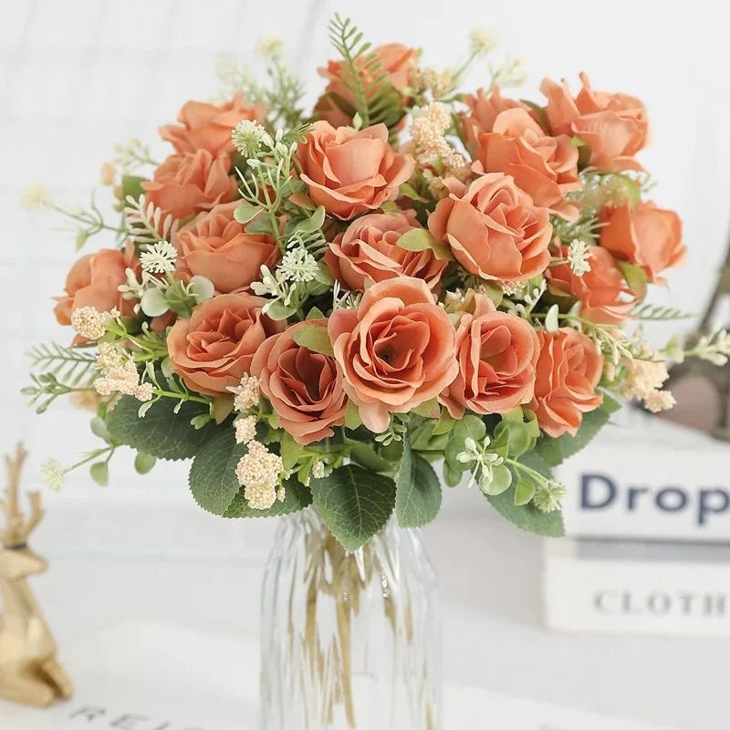 Bouquet of artificial peonies for wedding and interior decoration - Orange