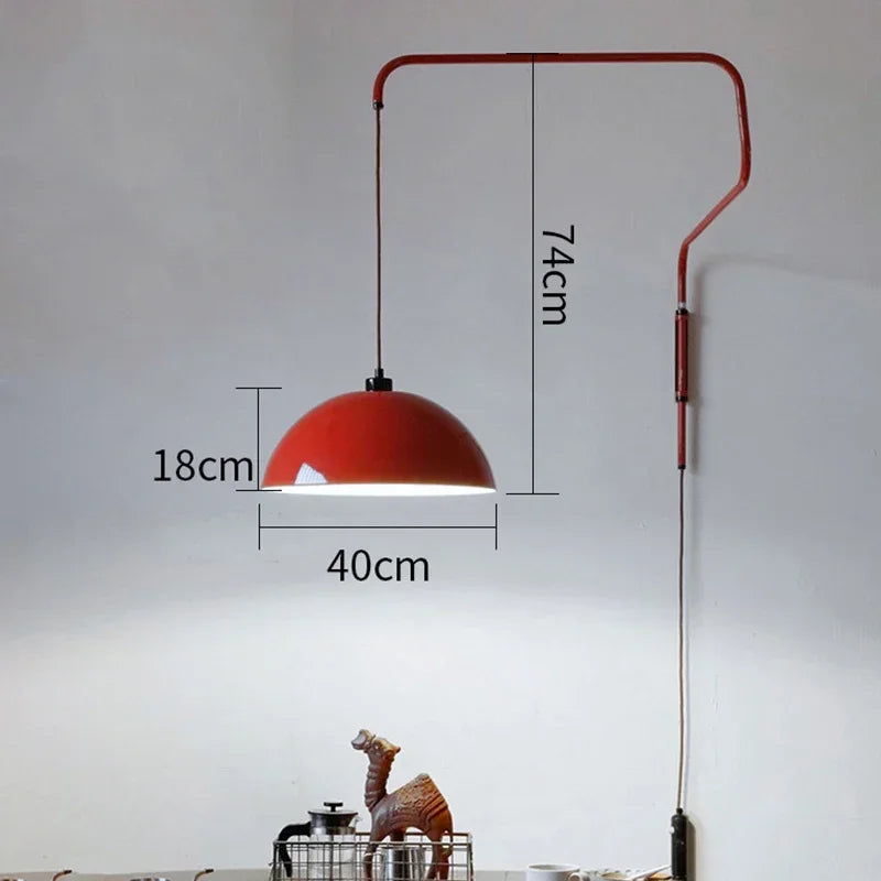 Rotary wall sconce design made of retractable luxury iron - Red-X / Warm Light