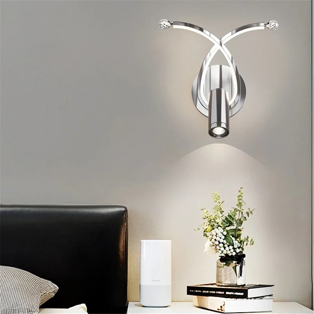 Modern LED wall sconce in chrome for interior design - view 2
