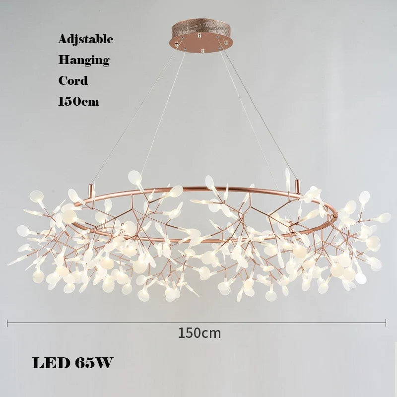 Creative chandelier in stainless steel and acrylic for interior decoration - Dia150c B / Rose Gold / Dimmable