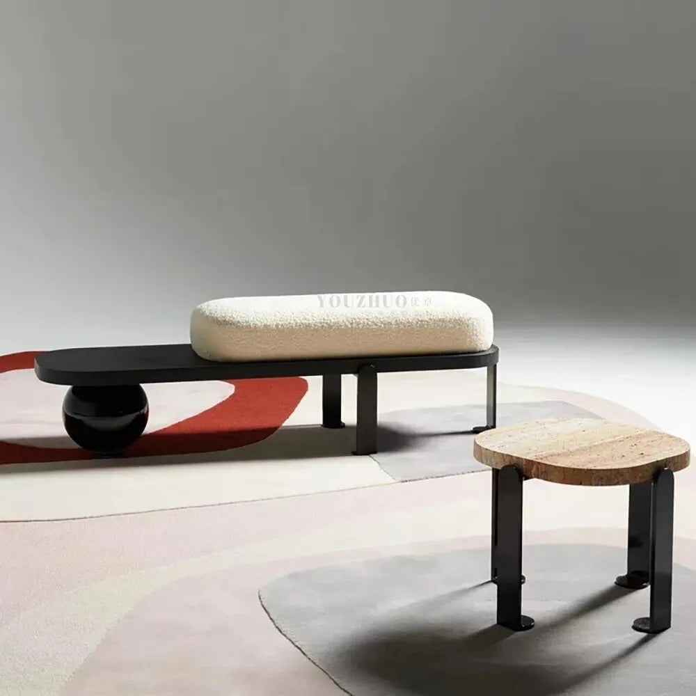 Nordic solid wood stool for shoes and rest - view 2