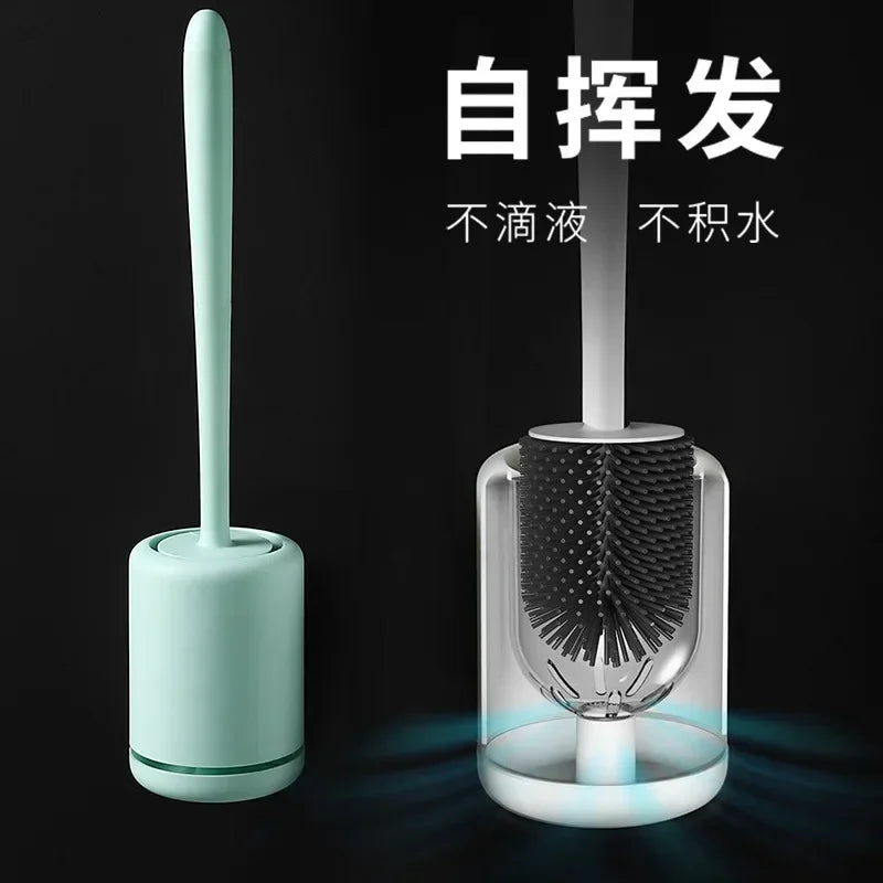 Toilet brush cleaning tool with wall support and storage - view 4