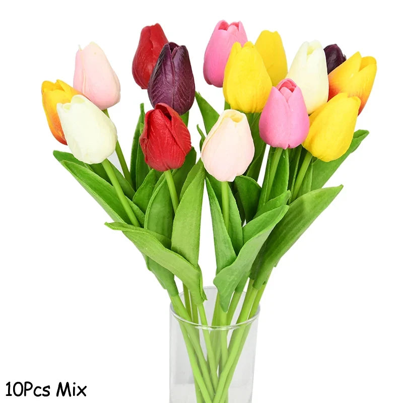 10 artificial tulips for wedding decoration and garden - Mix1