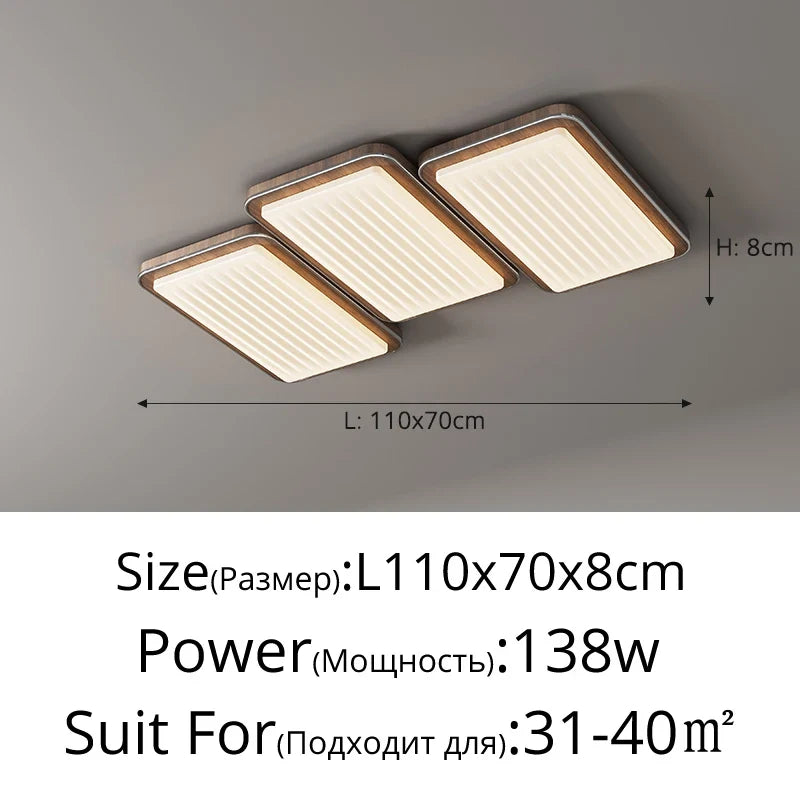Led ceiling lamp modern design simple eye protection and complete spectrum - Noyer-L110x70x8cm / 3 Colors No Remote