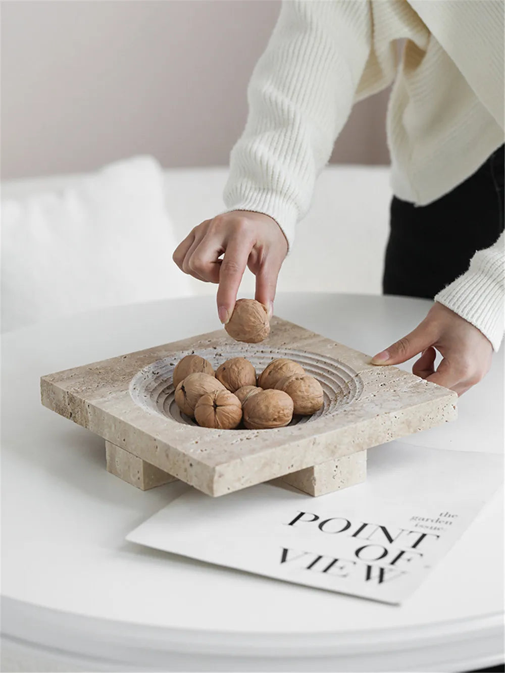 Minimalist marble tray for candles and jewelry - view 4