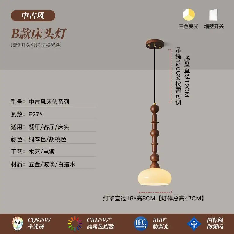 Vintage wall sconce in copper and wood for interior - B2
