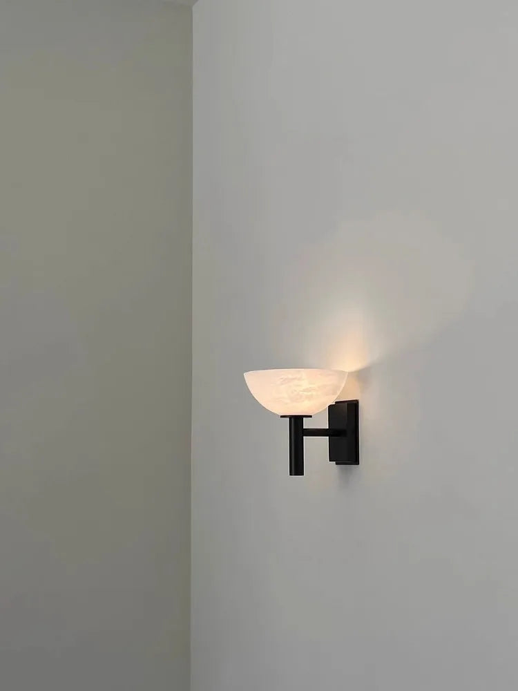 Circular wall sconce in marble and copper modern antique style - view 2