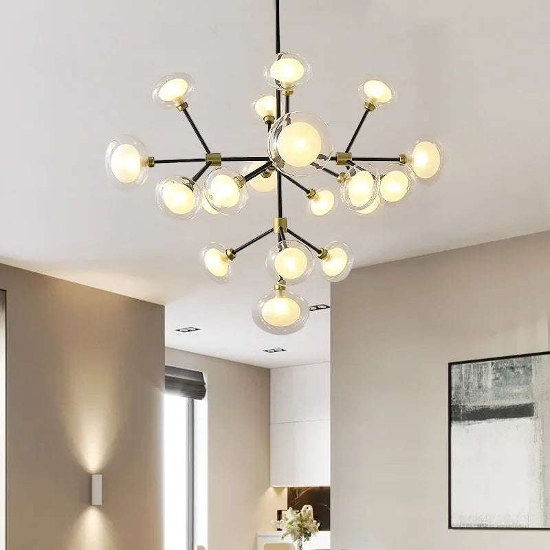 Nordic pendant light in resin and glass for modern decoration - 20 Heads / 3 couleurs