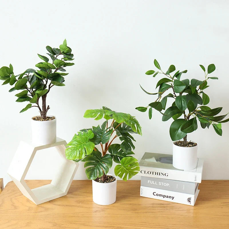 Artificial plant in bamboo pot monstera for office and home decor - view 6