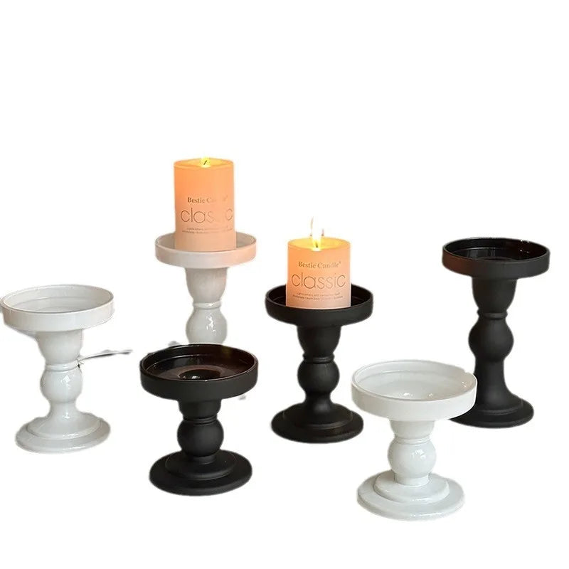 Roman Candle Holder, Retro Black Glass Ornament, Candle Aromatherapy Pedestal, French Home Atmosphere Decoration - view 5