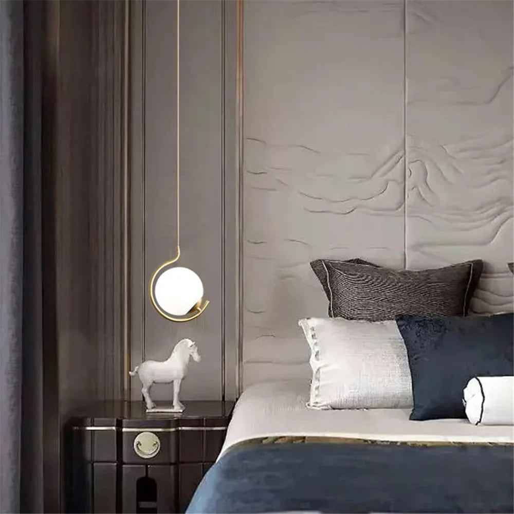 Nordic pendant light in metal and glass with decorative led ball - view 5