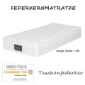 90*200CM Spring core mattress, 7 zone cold foam mattress, pocket springs, 100% Oeko-Tex certified, hardness level H3,25cm height - A1- 90x200CM