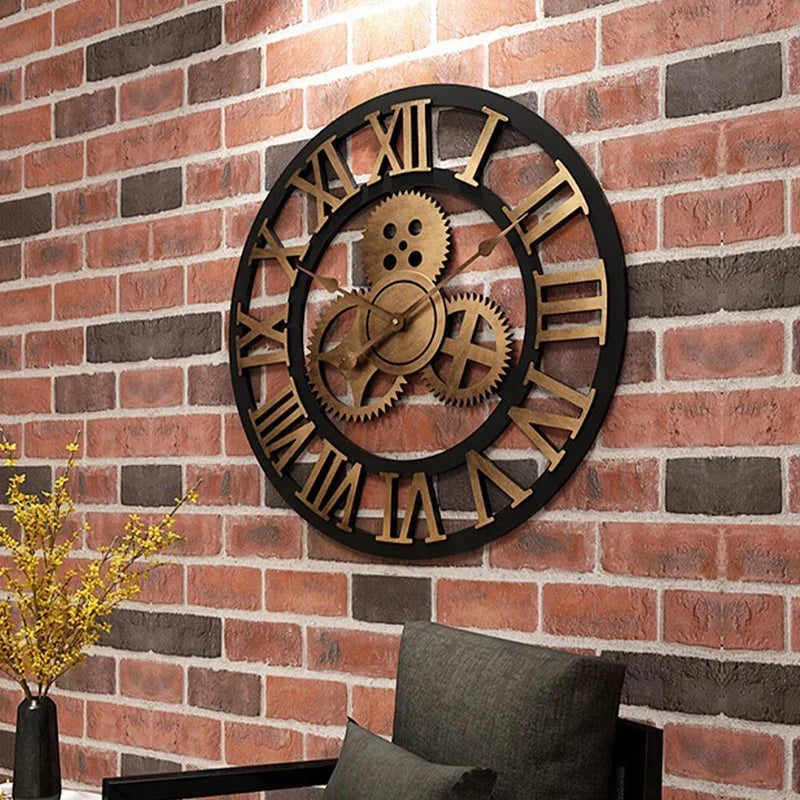 Silent retro wall clock industrial style modern decoration - view 10