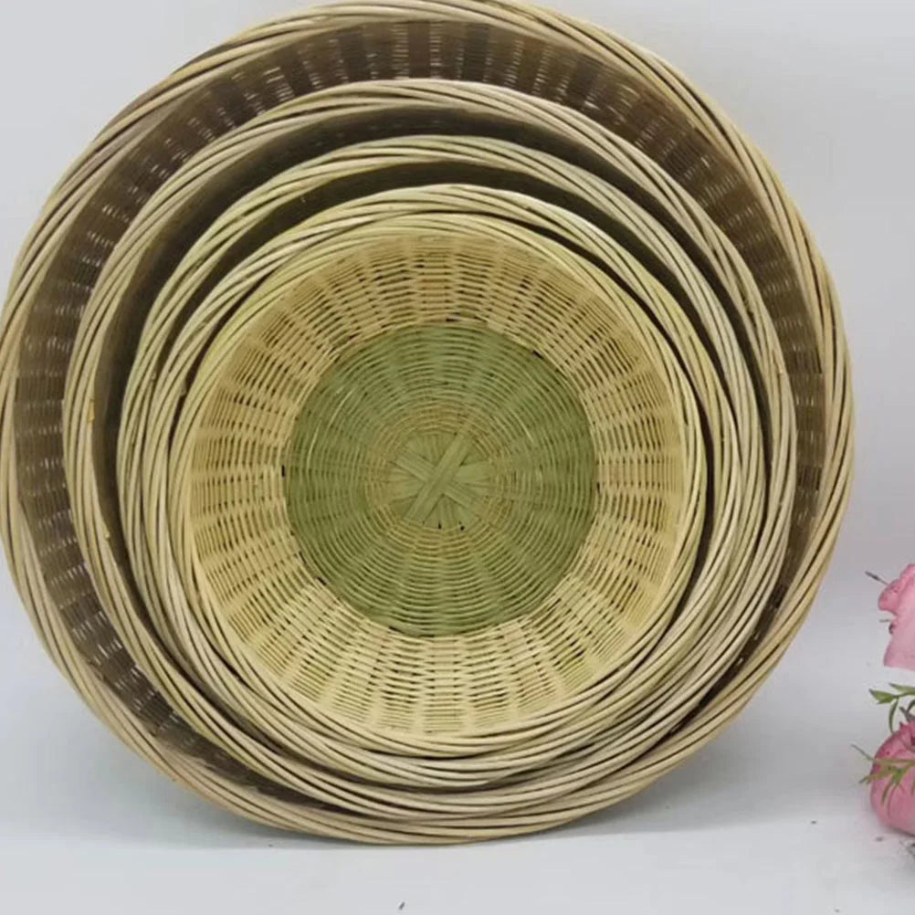 3 baskets of bamboo with wicker tray for fruit and bread - view 6