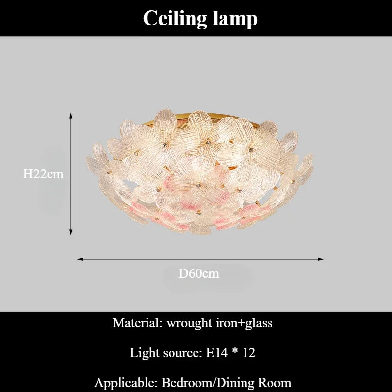 Modern glass pendant light for retro design interior decoration - B-Light Pink D60CM / Warm Light 3000K