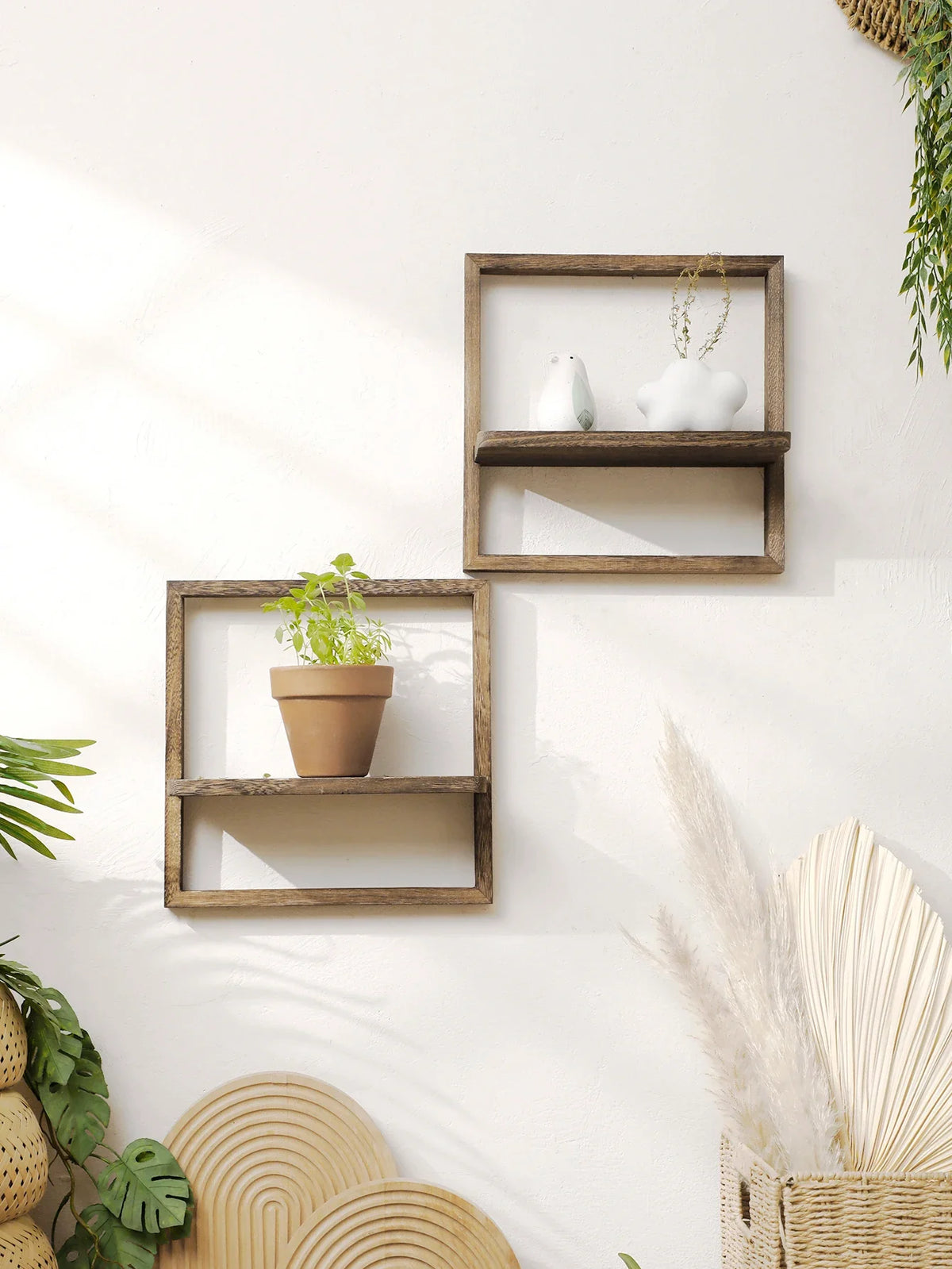 Wooden floating shelf for decorative wall storage - view 3