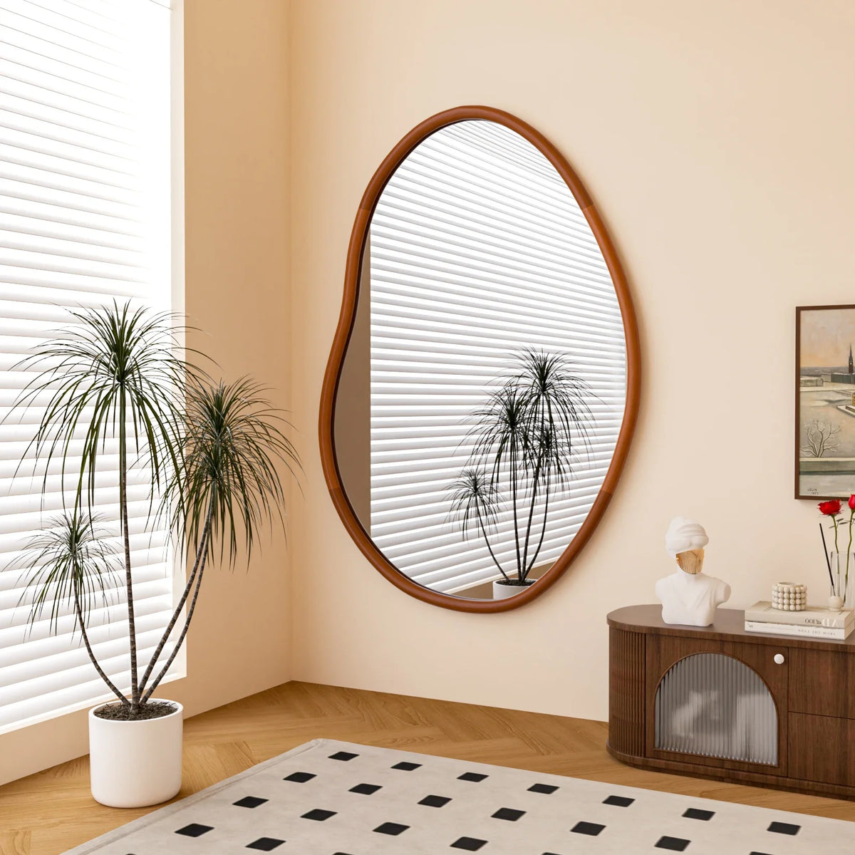 Decorative wall mirror large format in solid wood - view 2