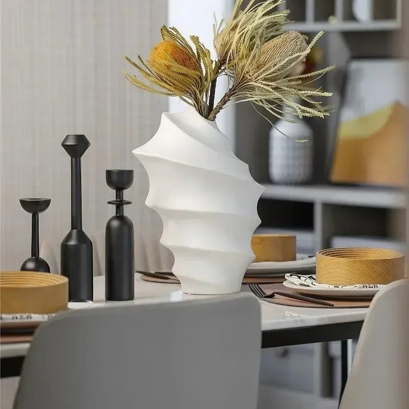 Black wooden candle holder Nordic style artistic decoration for interior - view 3