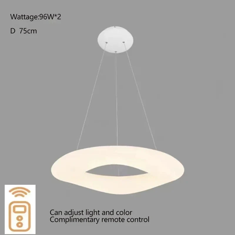 Modern minimalist acrylic eye protection pendant light, living room, bedroom, circular LED indoor lighting - pendant 75cm