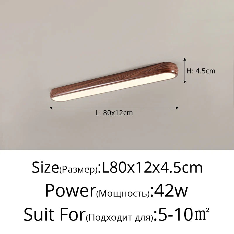 Minimalist Aisle Lights, Long Strips Creative Nordic Restaurant Lights Simple Walnut Color Porch Balcony Ceiling Lamps - Ceiling-L80x12cm / 3 Colors No Remote