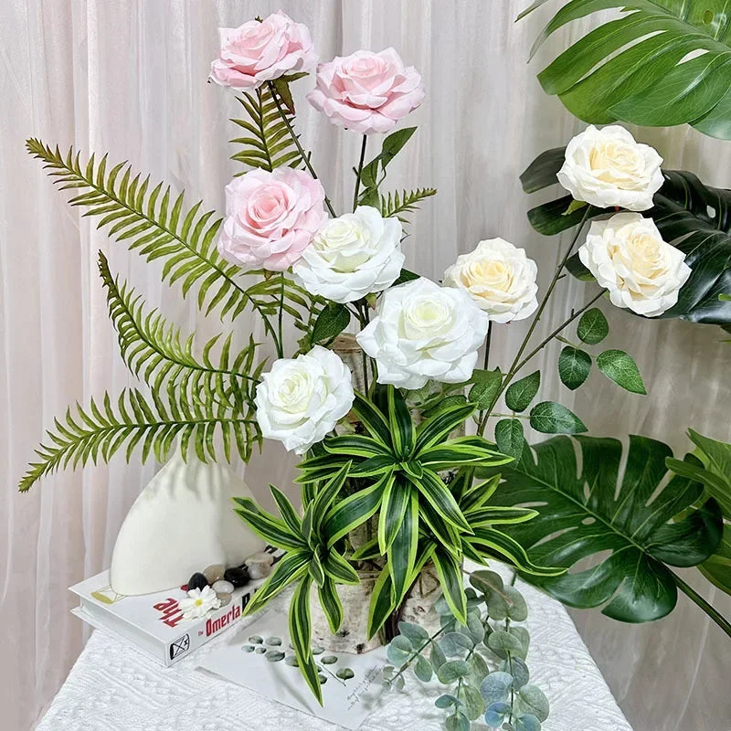 Floral silk decoration with rose wines and branches for parties - view 4