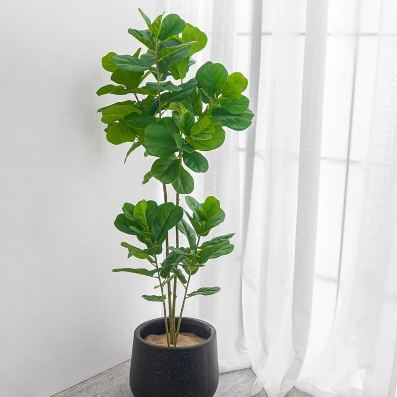 Tropical plastic tree with large branches for interior decoration - view 2