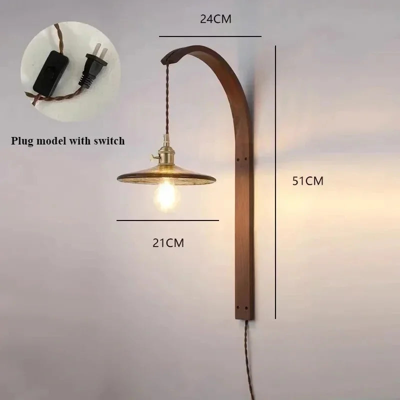 Modern walnut wood lamp with decorative led light - A - With Plug / Cool Light 6500K