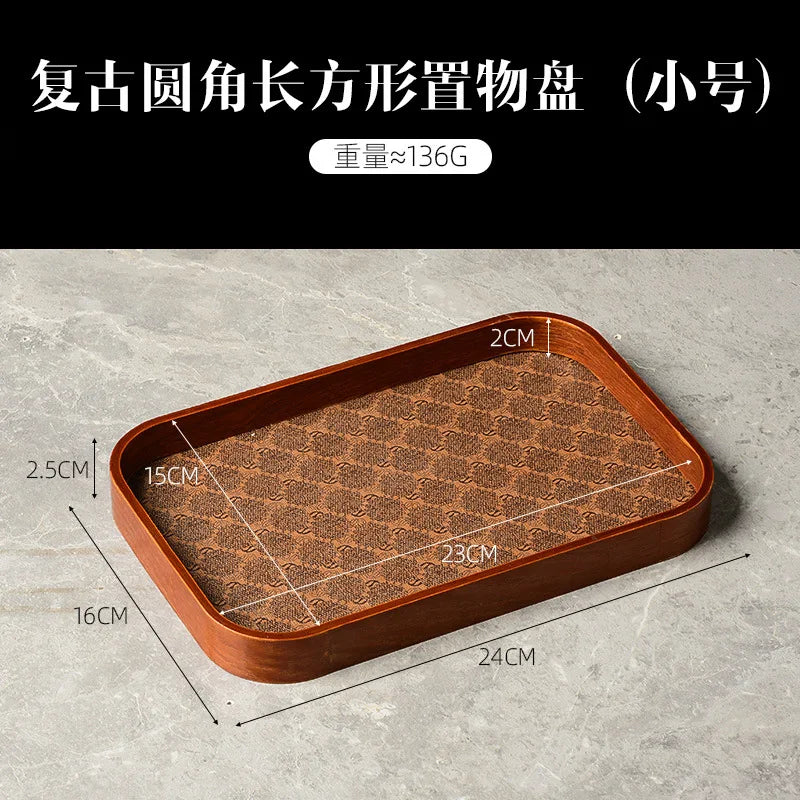 Luxury leather tea plate for decorative storage and jewelry - One