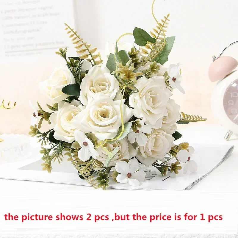 Bouquet of artificial rose wines for decoration and party gift - White
