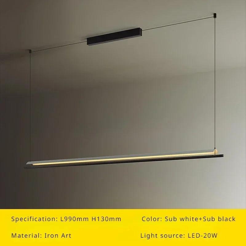 Modern hanging chandelier Nordic lighting design long and simple - L990mm H130mm / Cool Light
