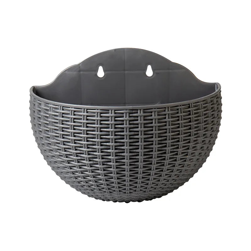 European Wall Mounted Hydroponic Plant Pot, Semi-Circular, Hanging Flower Basket, Balcony, Lazy Wall Mounted, No Drilling, decor - Sliver Gray / S