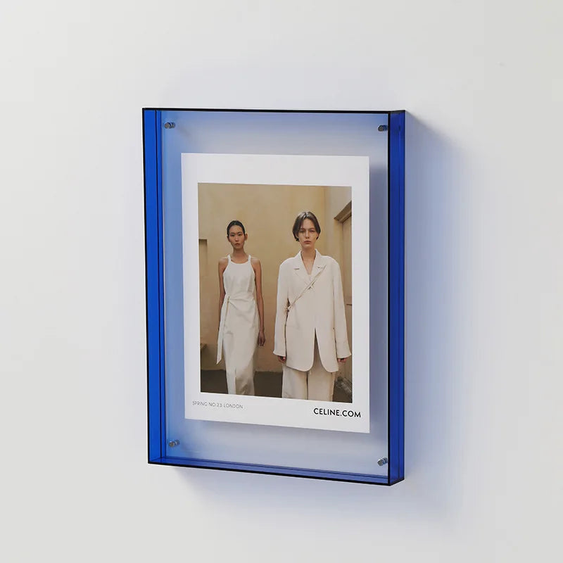 Acrylic photo frames for interior and wall decoration - Blue / 11x14cm